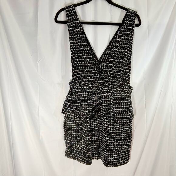 ZARA Black & White Tweed Pinafore Dress Size M - Picture 2 of 6
